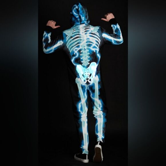 Morph Costumes Electric Blue Skeleton Halloween Costume Men's Size Large - Picture 2 of 7